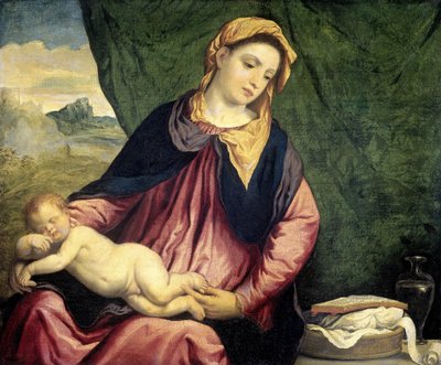 Madonna com criança adormecida, entre 1540 e 1560 de Paris Bordone