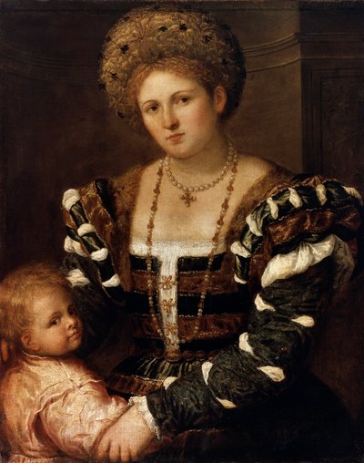 Retrato de uma senhora com um menino, década de 1530 de Paris Bordone
