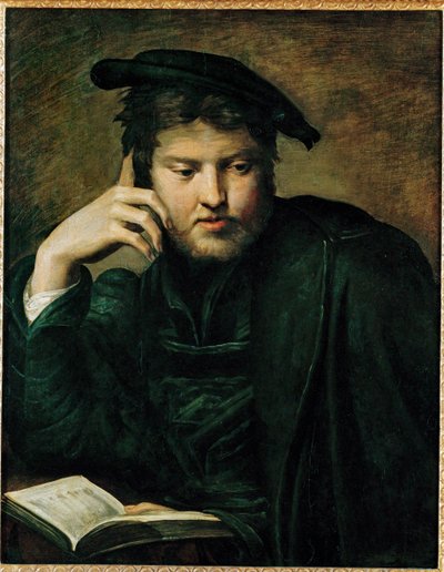 Homem com livro, primeiros trabalhos ... de Parmigianino (1503 40)