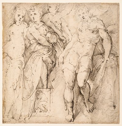 Estudos de quatro figuras (recto) de Parmigianino