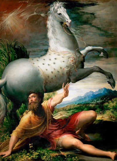 "A Conversão de São Paulo no Caminho de Damasco" Pintura de Girolamo Francesco Maria Mazzola ou Mazzuoli dit il Parmigianino apelidado O Parmesão (1503-1540) por volta de 1528 Museu de História da Arte, Viena de Parmigianino