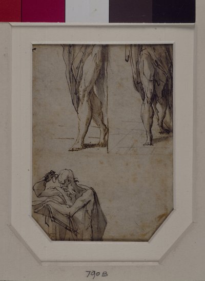 Estudos de homens (caneta e tinta e lavagem em papel) de Parmigianino