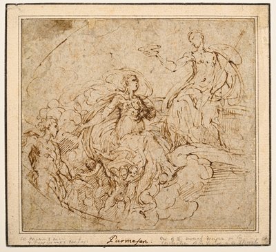 Estudo da Coroação da Virgem para Santa Maria della Steccata, Parma de Parmigianino