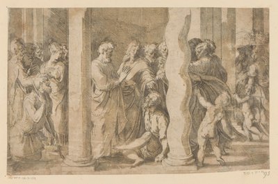 Santos Pedro e João curam um paralítico de Parmigianino (attributed to)