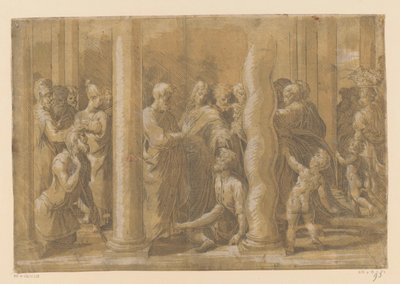 Santos Pedro e João curam um paralítico de Parmigianino (attributed to)
