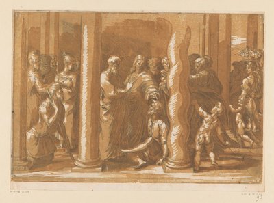 Santos Pedro e João curam um paralítico de Parmigianino (attributed to)