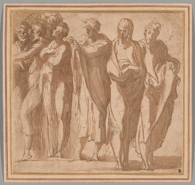 Grupo de nove figuras de pé de Parmigianino