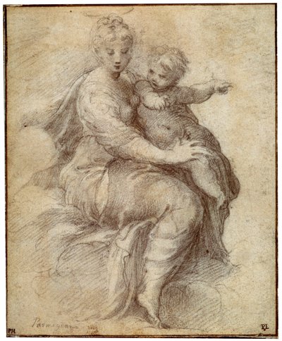 Madonna e criança nas nuvens, c1525 de Parmigianino
