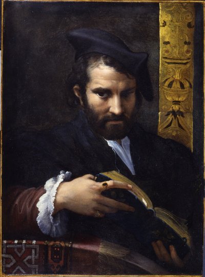 Retrato de um homem com um livro, ca 1524. de Parmigianino