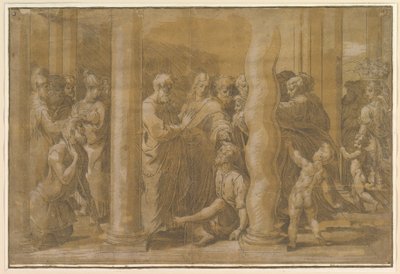 Santos Pedro e João curando os enfermos, início do século XVI. de Parmigianino