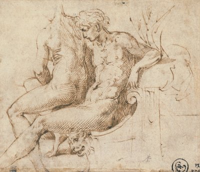 Dois amantes sentados em um sofá de Parmigianino