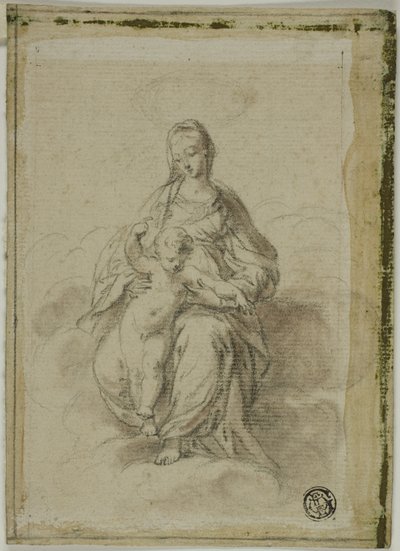 Virgem e Menino sentados sobre as nuvens de Parmigianino