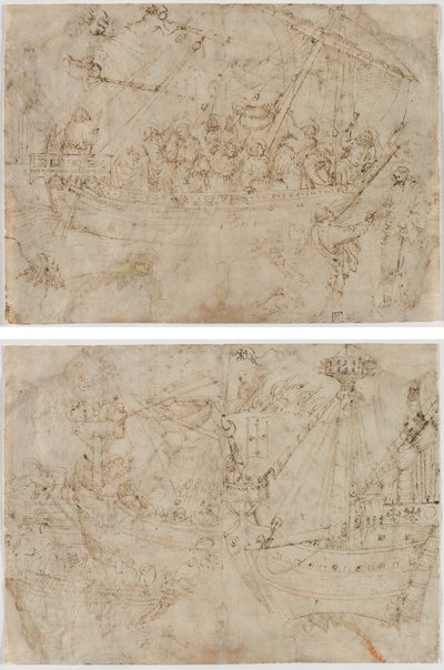 Navicela (reto) Dois Desenhos de Navios (verso) de Parri Spinelli