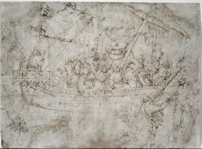 Dois desenhos de navios verso, 1410s. de Parri Spinelli