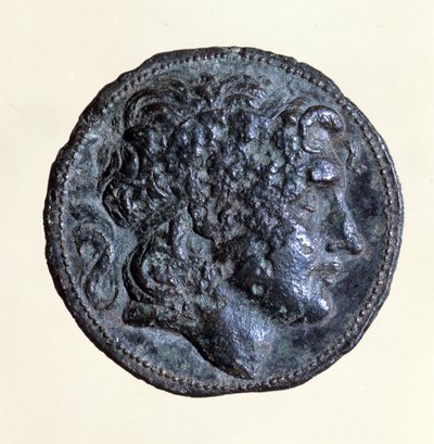 Moeda com a efígie de Mithridate I (171 a.C. - 139 a.C.), Rei dos Parthians. de Parthian School