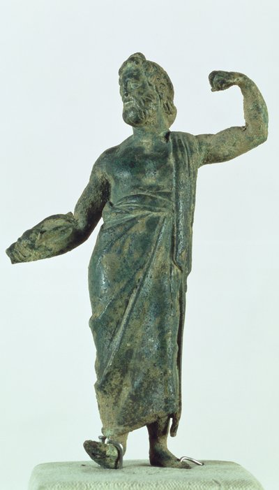 Figura Shami, possivelmente Zeus ou Poseidon, recuperada do templo em ruínas na cidade de Nehavand (conhecida como Laodicéia), Irã (bronze) de Parthian School