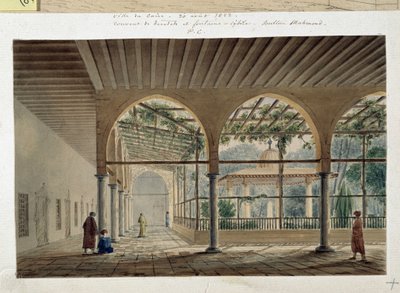 Orientalismo: convento e fonte dos dervixes. Desenho de Pascal Coste (1787-1879) de Pascal Xavier (after) Coste