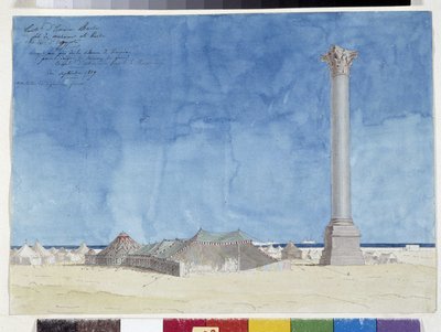 Tenda, acampamento ao pé da coluna de Pompeu. Desenho de Pascal Coste (1787-1879), biblioteca municipal de Marselha de Pascal Xavier (after) Coste