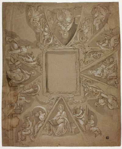Decoração de teto com quatro padres da igreja, sibilas e profetas de Pasquale Cati