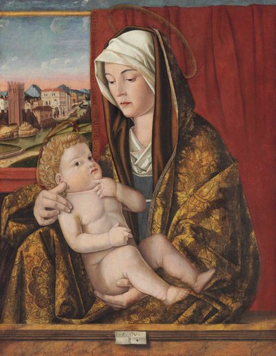 Madonna and Child (óleo e têmpera no painel, transferido para outro painel) de Pasqualino Veneto (fl.1496 1504)