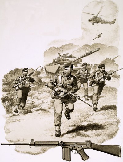 Infantaria britânica com a espingarda SLR de Pat (1907 95) Nicolle