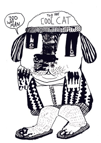 Gato fixe, 2014 (tinta e óleo) de Pat Macdonald
