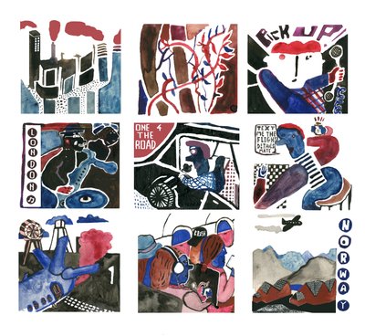 Afastando-se da cidade, para ver a vida selvagem, 2014 (aguarela) de Pat Macdonald