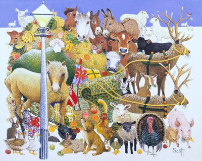 Uma festa de Natal (óleo sobre tela) de Pat Scott