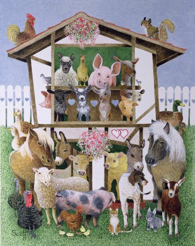 Casa de brincar dos animais (óleo sobre tela) de Pat Scott