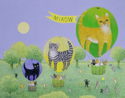 Corrida de balões de gato (acrílico sobre tela) de Pat Scott