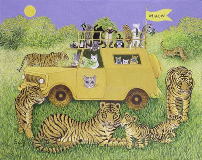 Safari de gatos (óleo sobre tela) de Pat Scott