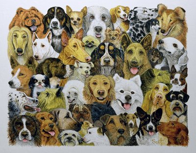 Amigos dos cães (óleo sobre tela) de Pat Scott