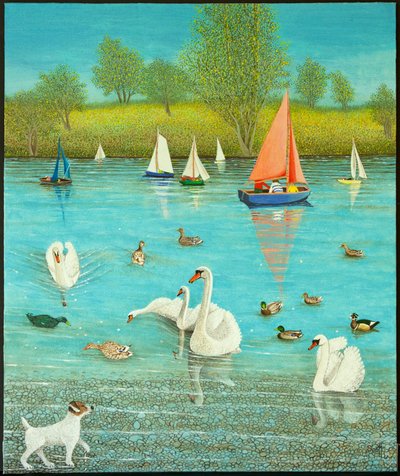 Mantendo um Olhar Atento, 2013 (acrílico sobre chita) de Pat Scott