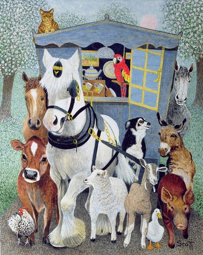 Uncle Tom Cobbley and all (acrílico sobre chita) de Pat Scott