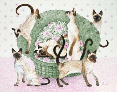Somos siameses, se faz favor (acrílico sobre chita) de Pat Scott