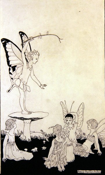 Lições de fadas (caneta e tinta sobre papel) de Patricia Beeman Ardley