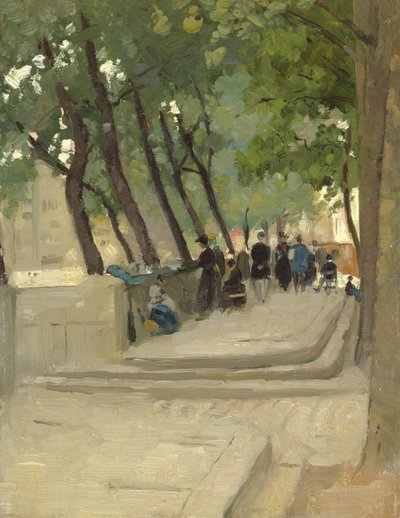 A margem esquerda do mercado de livros, Paris, c.1900 de Patrick William Adam