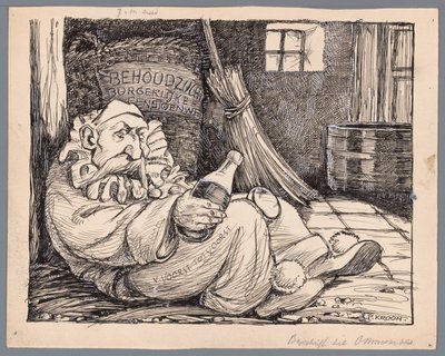 Barão van Voorst tot Voorst como frequentador do carnaval
Carneval, ou as Leis sobre pensões civis rejeitadas (título sobre o objecto) de Patricq Kroon (signed by artist)