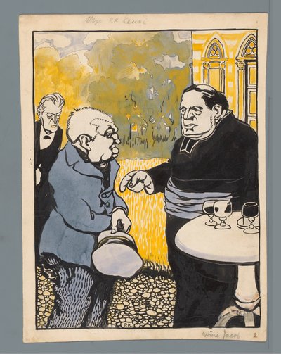 Caricatura da Igreja Católica Romana Livre Escolha (título no objeto) de Patricq Kroon (signed by artist)