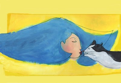 Mulher Gato, 2025 (Acrílico; digital) de Patrizia La Porta