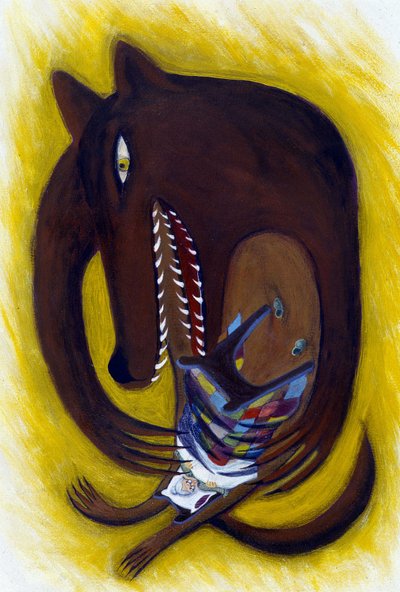 Ilustração para o Capuchinho Vermelho: O Lobo, de Patrizia La Porta de Patrizia La Porta