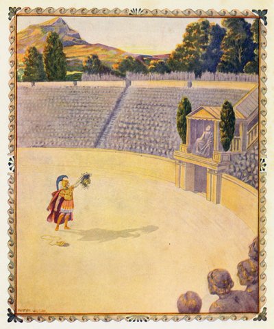 Perseu mostra a cabeça da górgona (litografia a cores) de Patten (after) Wilson