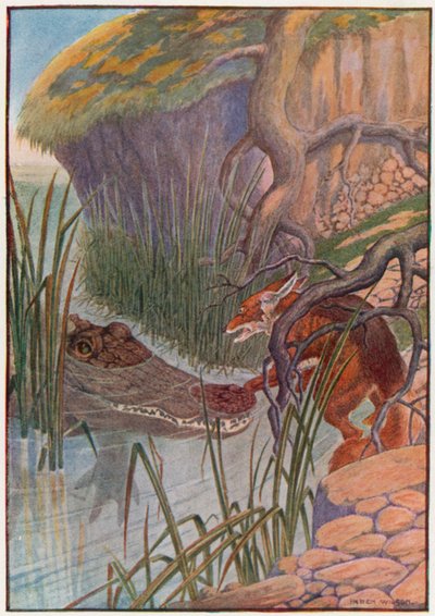 "Oh meu Deus! O jacaré grande tem a minha pata na boca"! (cor litho) de Patten Wilson