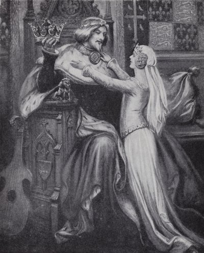 Rei Ricardo II com a jovem Isabella de Valois (litho) de Paul (after) Hardy
