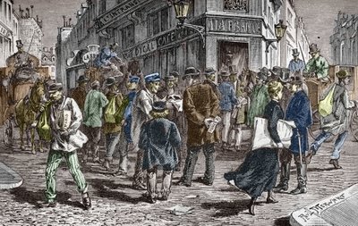 Vista da Rue du Croissant em Paris, sede de muitos jornais de Paul (after) Merwart