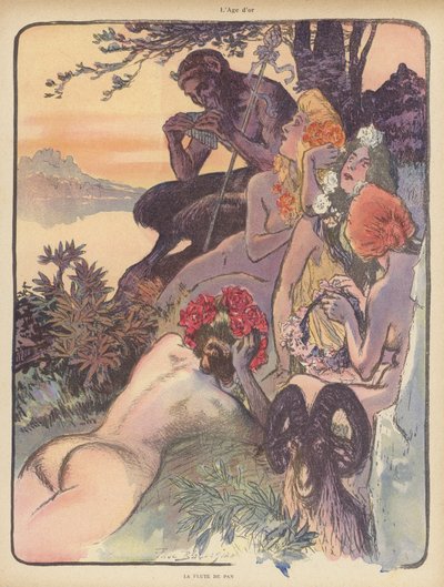 A Idade do Ouro: os Cachimbos do Pan (cor litho) de Paul Balluriau