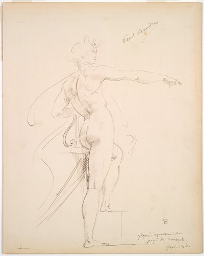 Estudo de Apollo para Marsyas reto, Face in Profile verso, final da década de 1860. de Paul Baudry