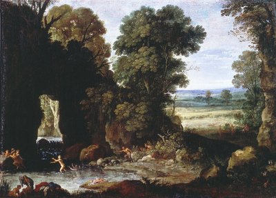 Paisagem florestal com ninfas e sátiros de Paul Bril