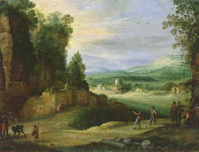 Paisagem com homens a jogar «Mail à la Chicane» de Paul Bril