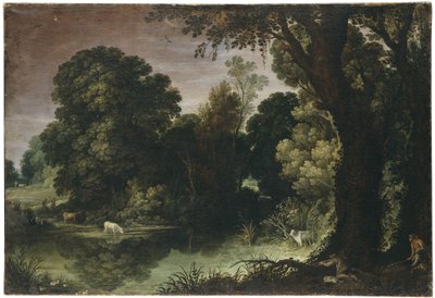 Paisagem arborizada com caça a patos de Paul Bril